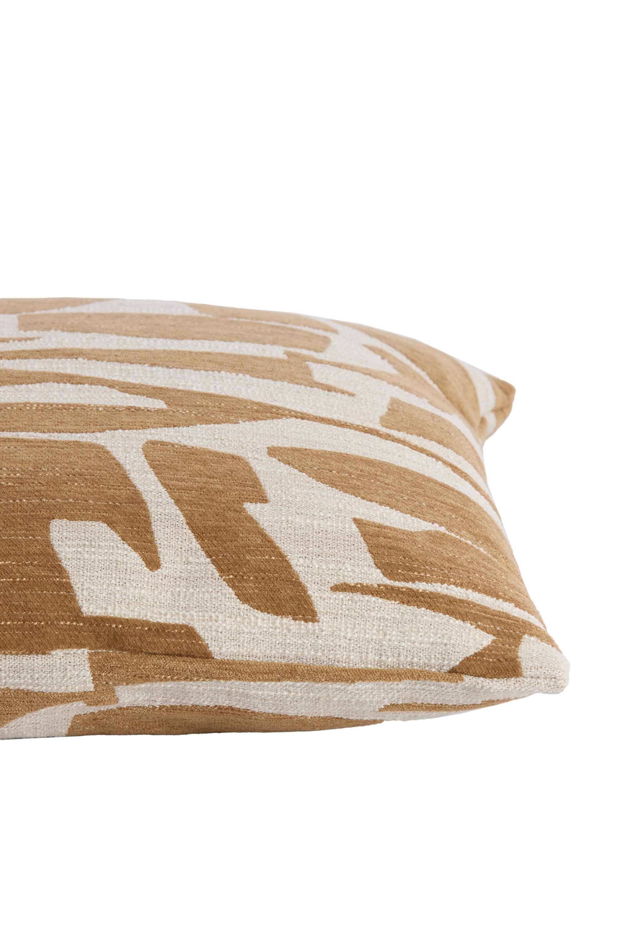 Peoria Ochre Yellow & Cream Abstract Feather Filled Square Cushion 45x45cm