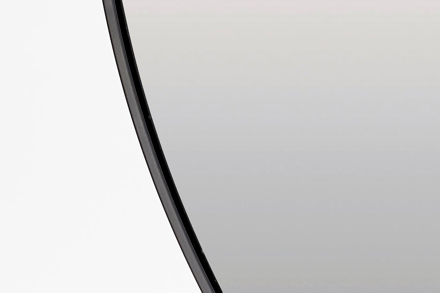 Espejo Clear Glass & Black Round Wall Mirror 96cm
