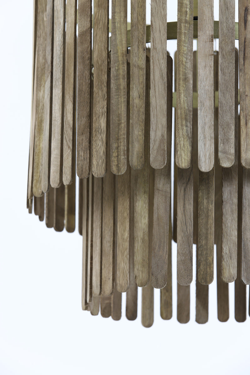 Gularo Brown Wood & Bronze Pendant Light 45cm