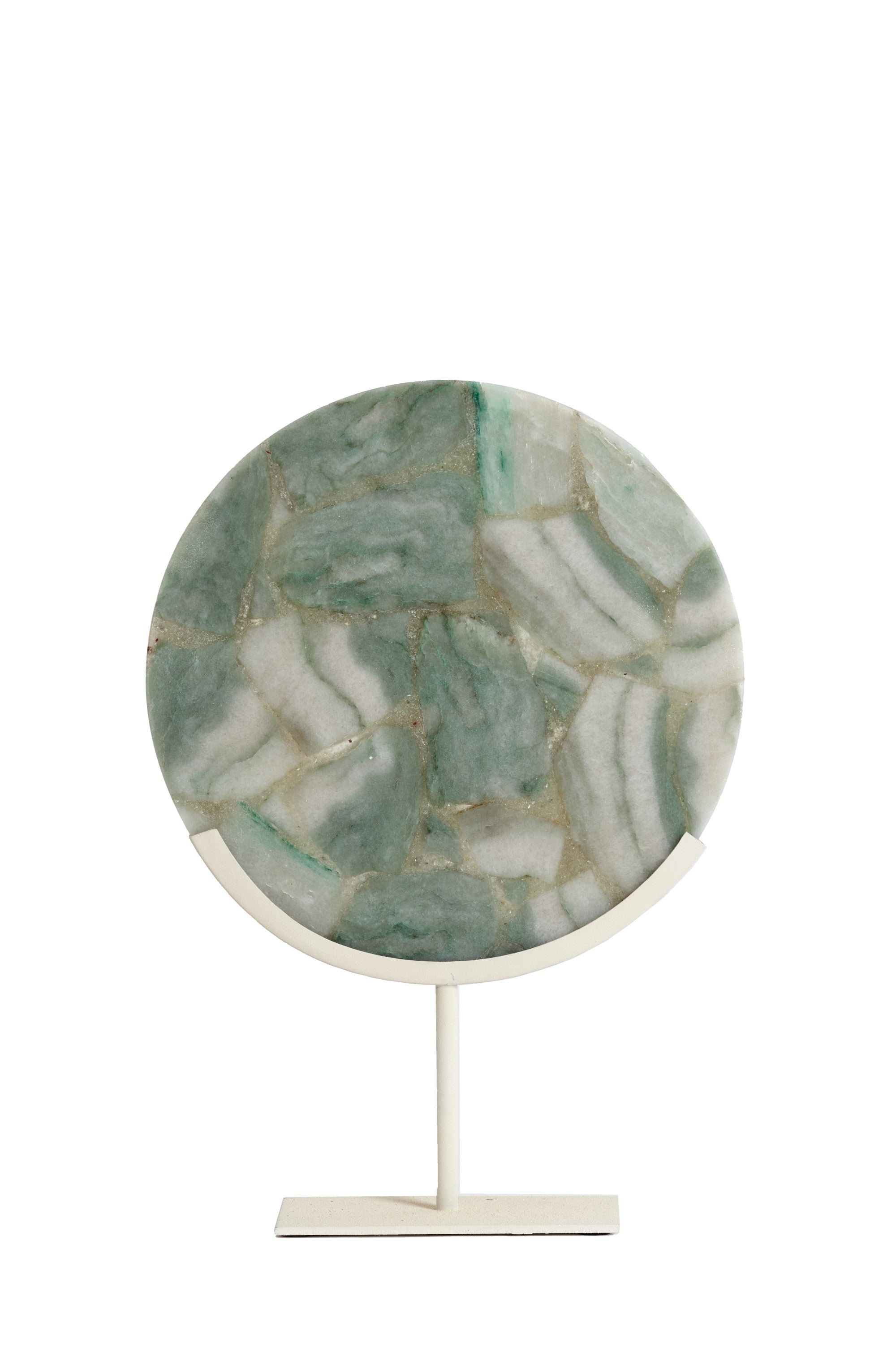 Gouya Green & Cream Agate Ornament on Stand 50cm