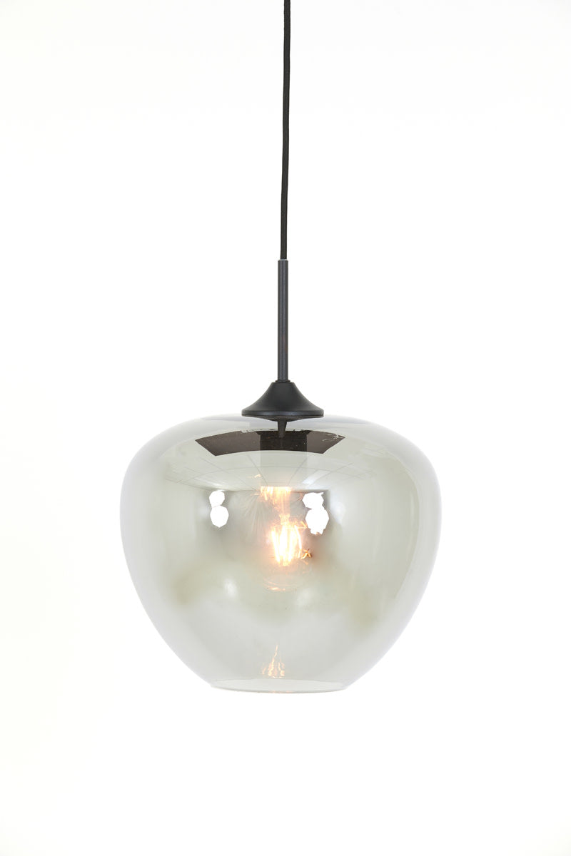 Mayson Smoked Glass & Matt Black Pendant Light 30cm