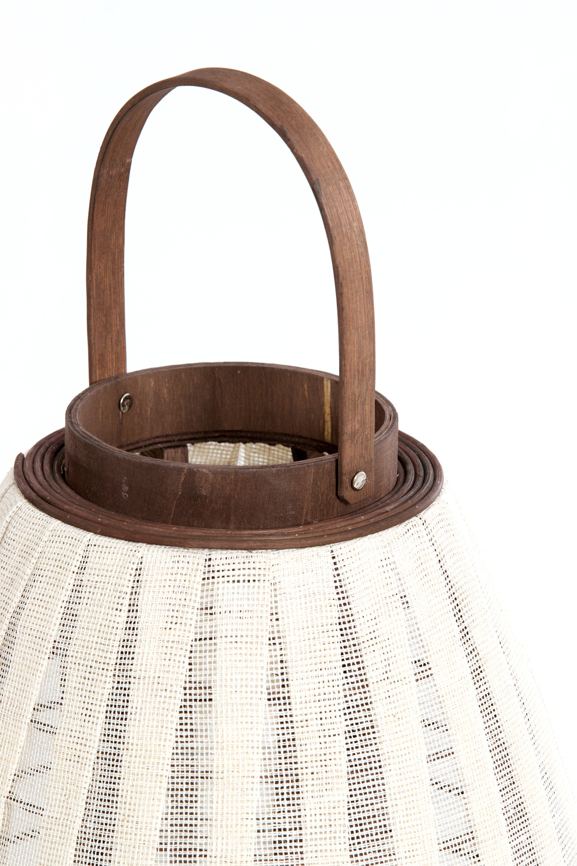Dazio Natural Linen & Dark Brown Wood Hurricane Candle Holder 70cm