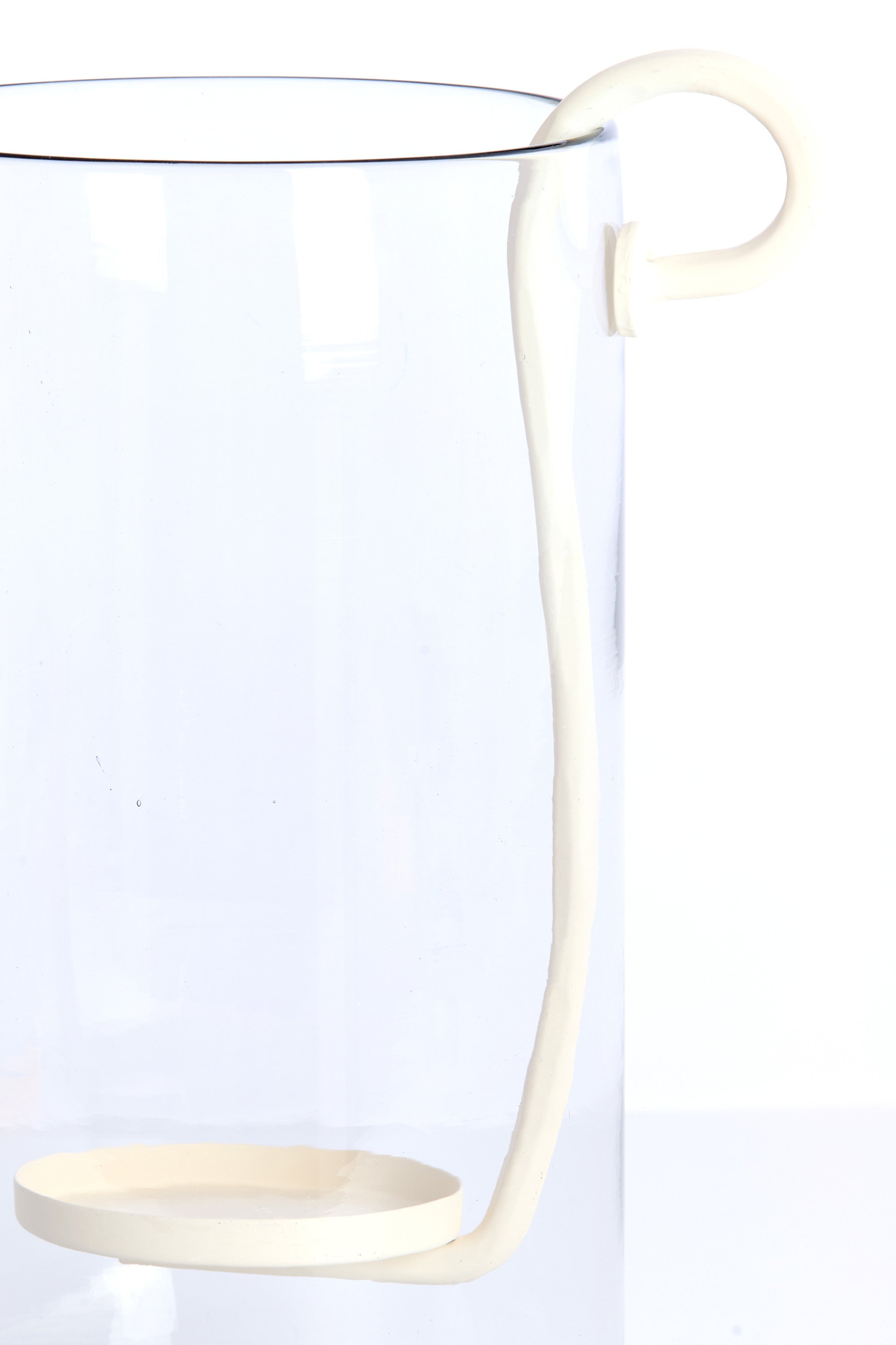 Dolega Clear & Cream Glass Hurricane Candle Holder 33cm