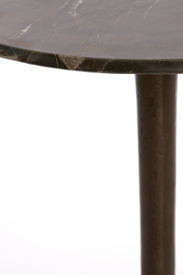 Pazo Dark Brown Marble Round Side Table 53cm