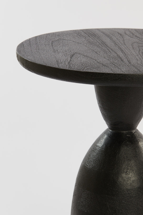 Torir Matt Black Mango Wood Round Side Table