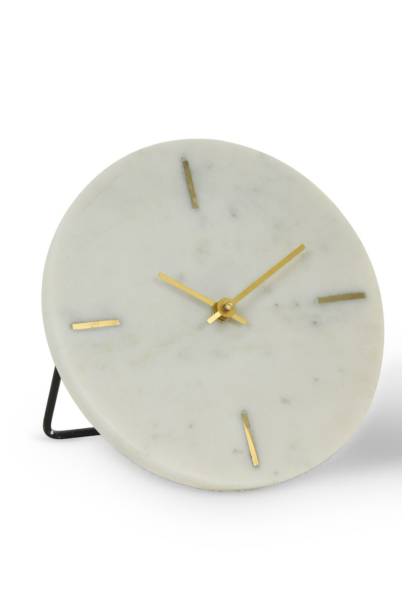 Moreno White Marble Table Clock 18cm