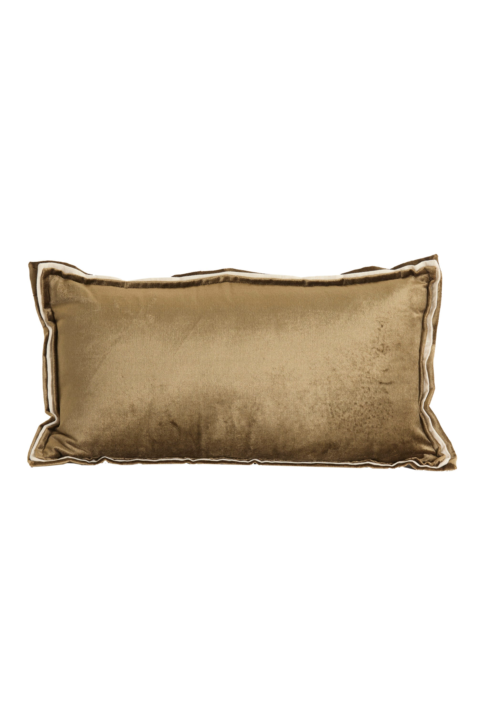 Baxley Olive Green Velvet & Natural Linen Rectangular Cushion 60x30cm