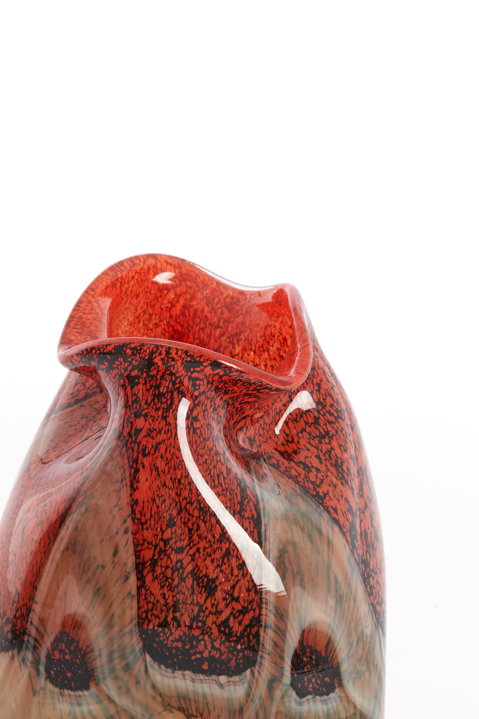 Jorien Red & Taupe Glass Vase 25cm
