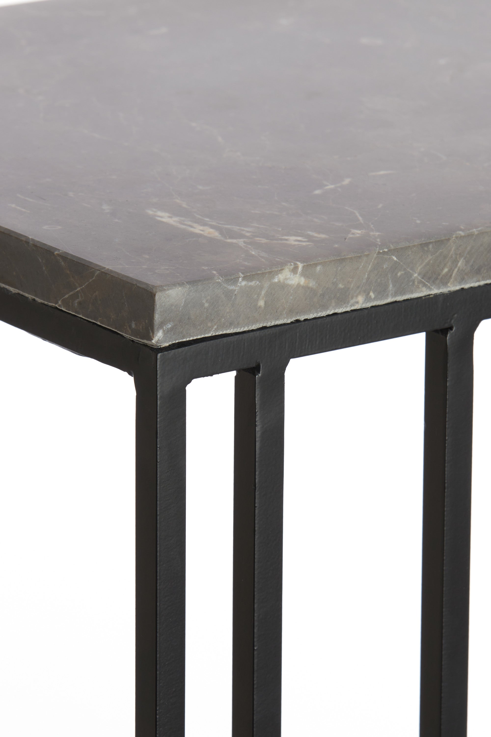Roshan Brown Marble & Black Rectangular Side Table