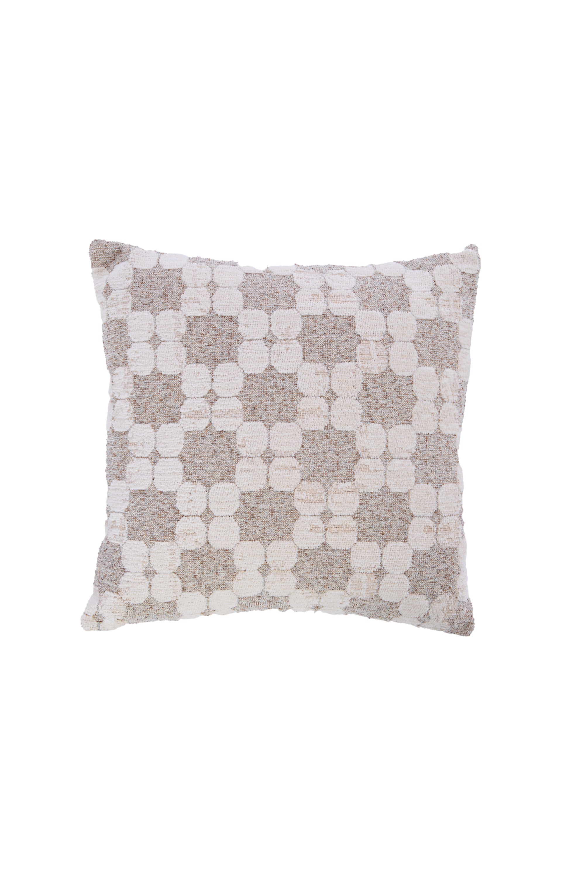 Pueblo Cream & Sand Geometric Feather Filled Square Cushion 45x45cm