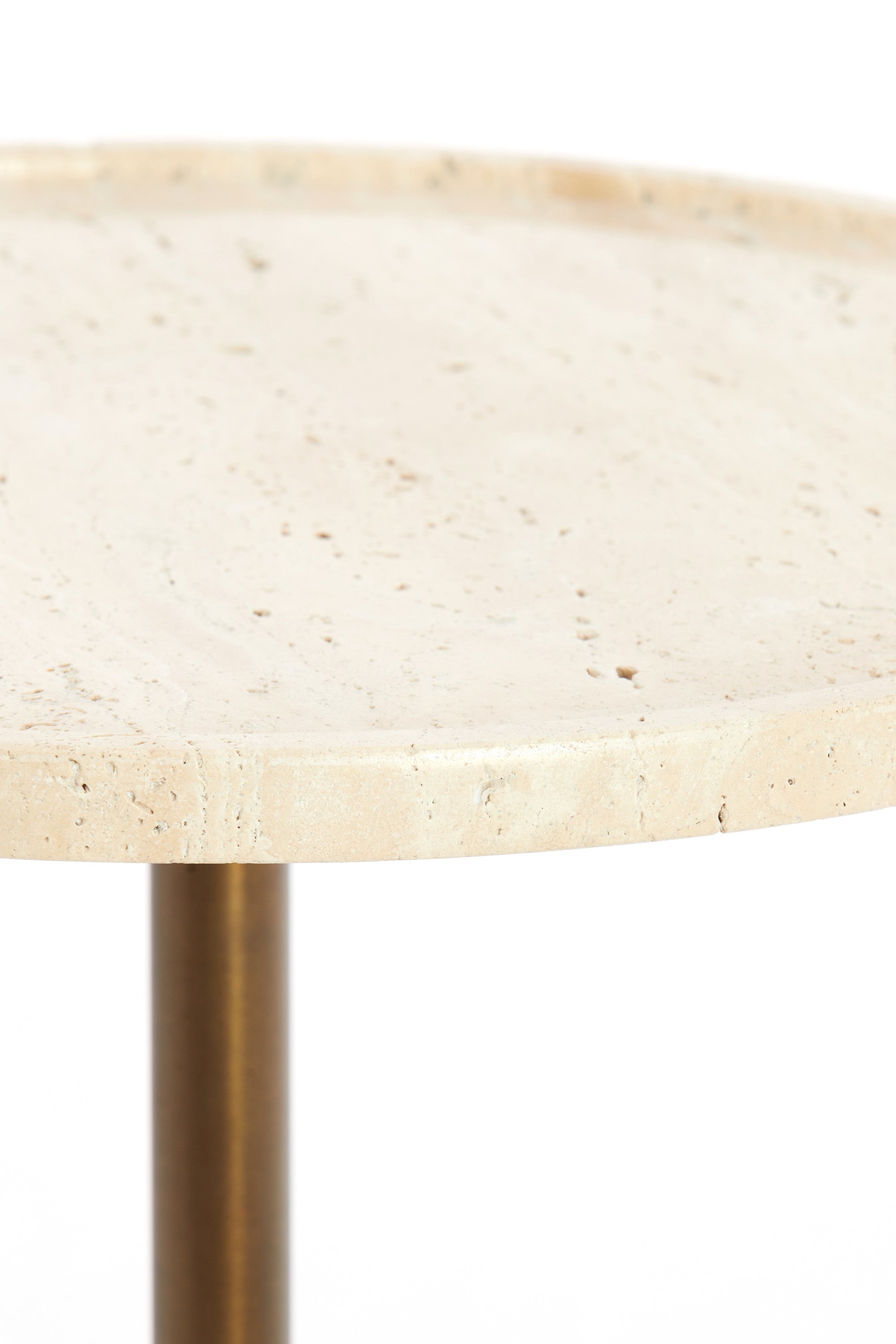 Civita Sand Travertine & Brown Bronze Side Table