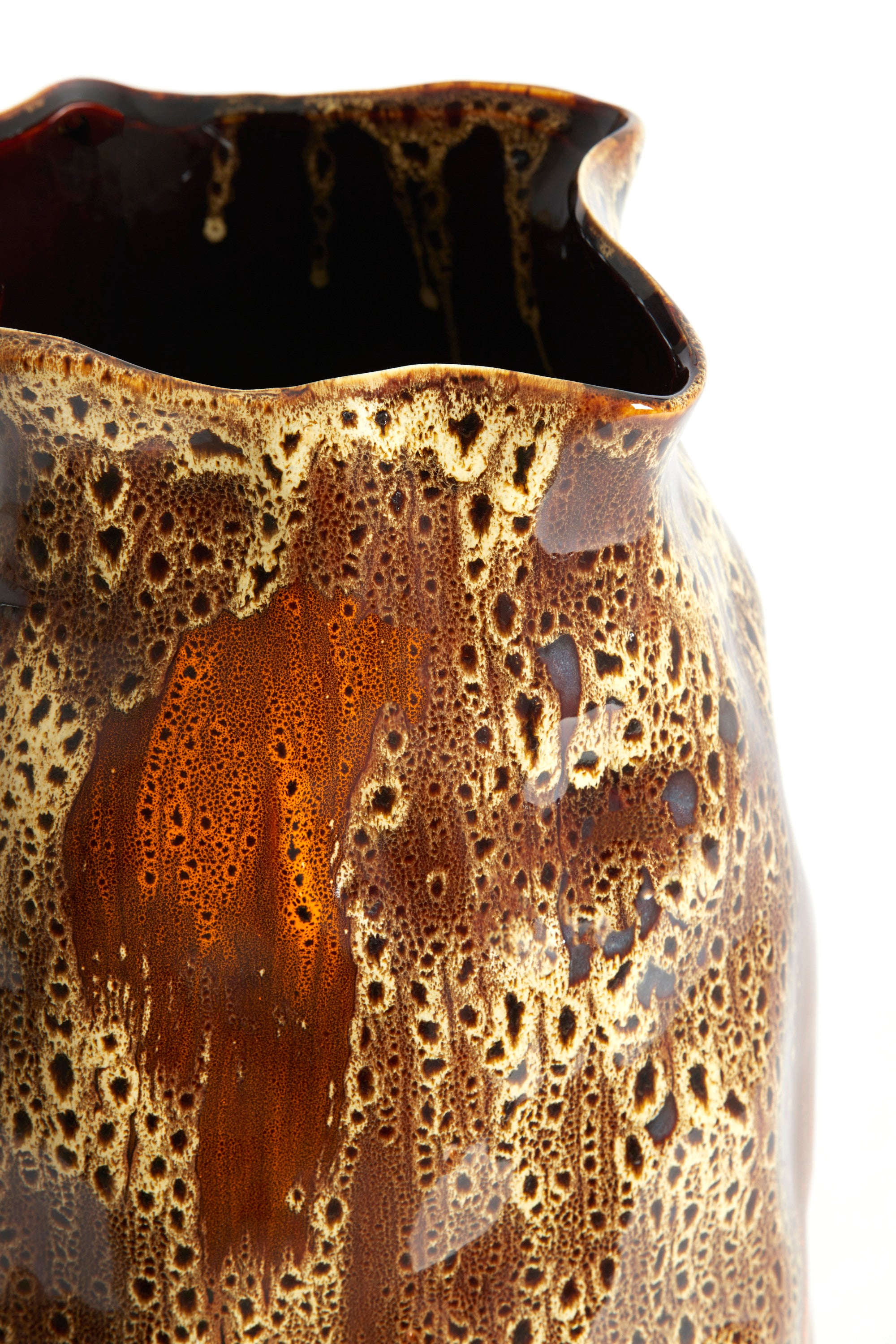 Althea Dark Brown/Cream/Orange Ceramic Vase 45.5cm