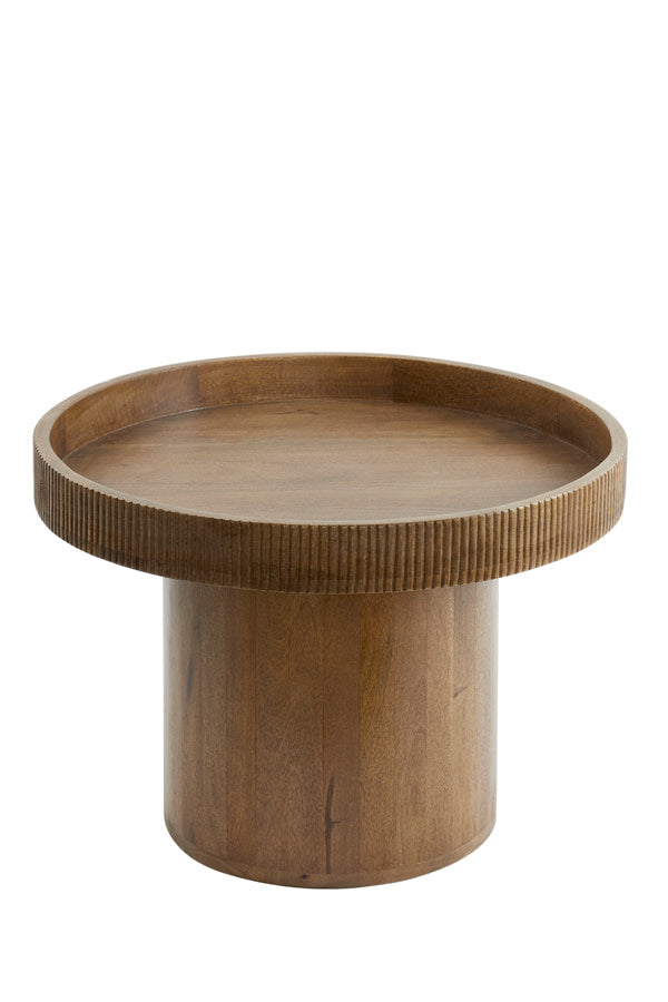 Kalomo Dark Brown Wood Round Side Table 44cm