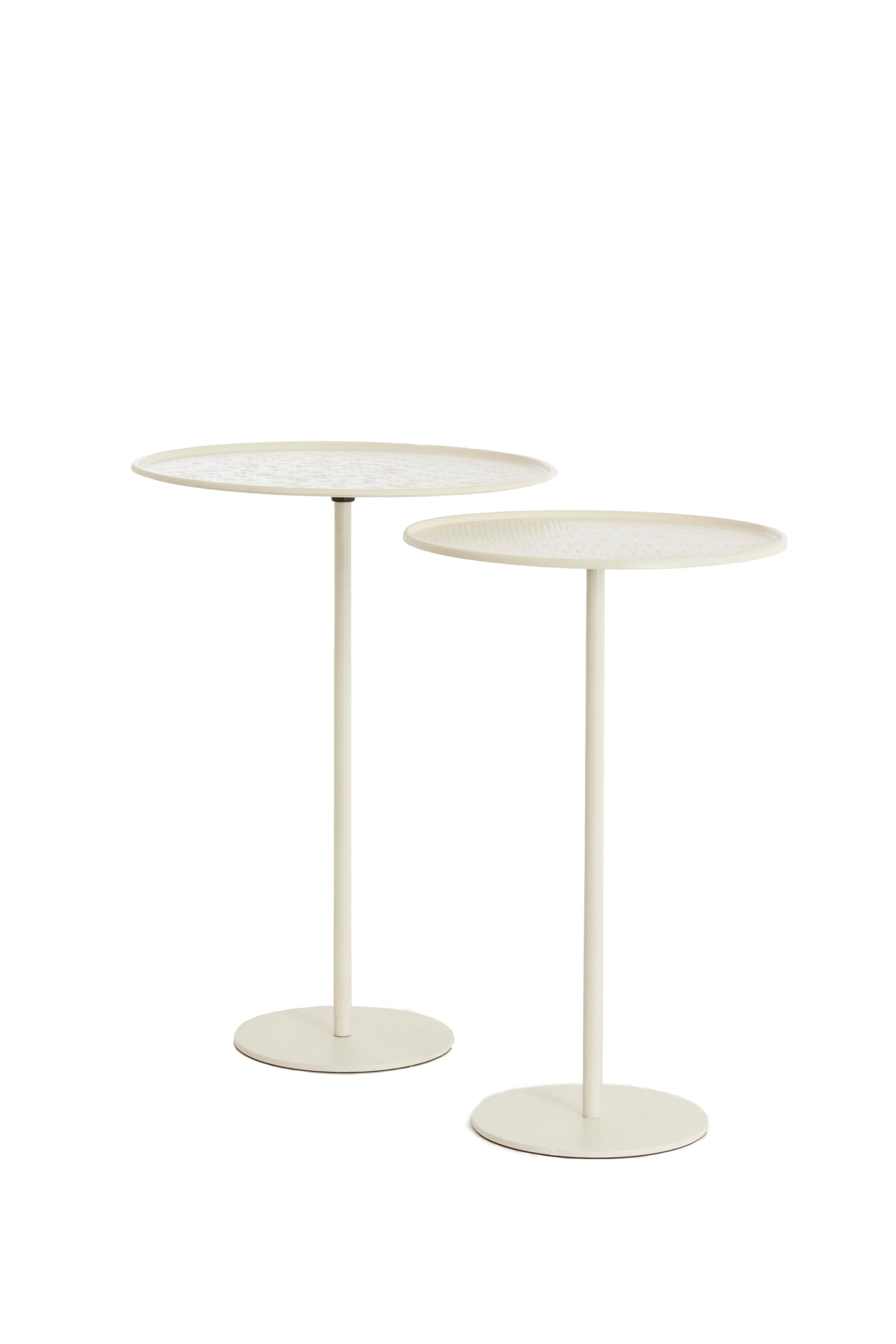 Lia Set of 2 Matt Cream Metal Round Side Tables