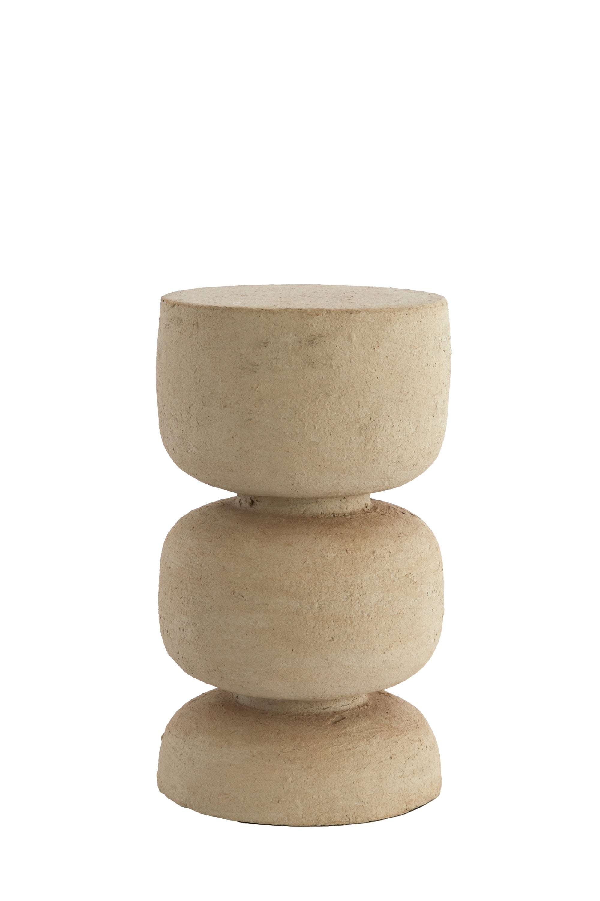 Jalon Beige Papier Mâché Round Side Table