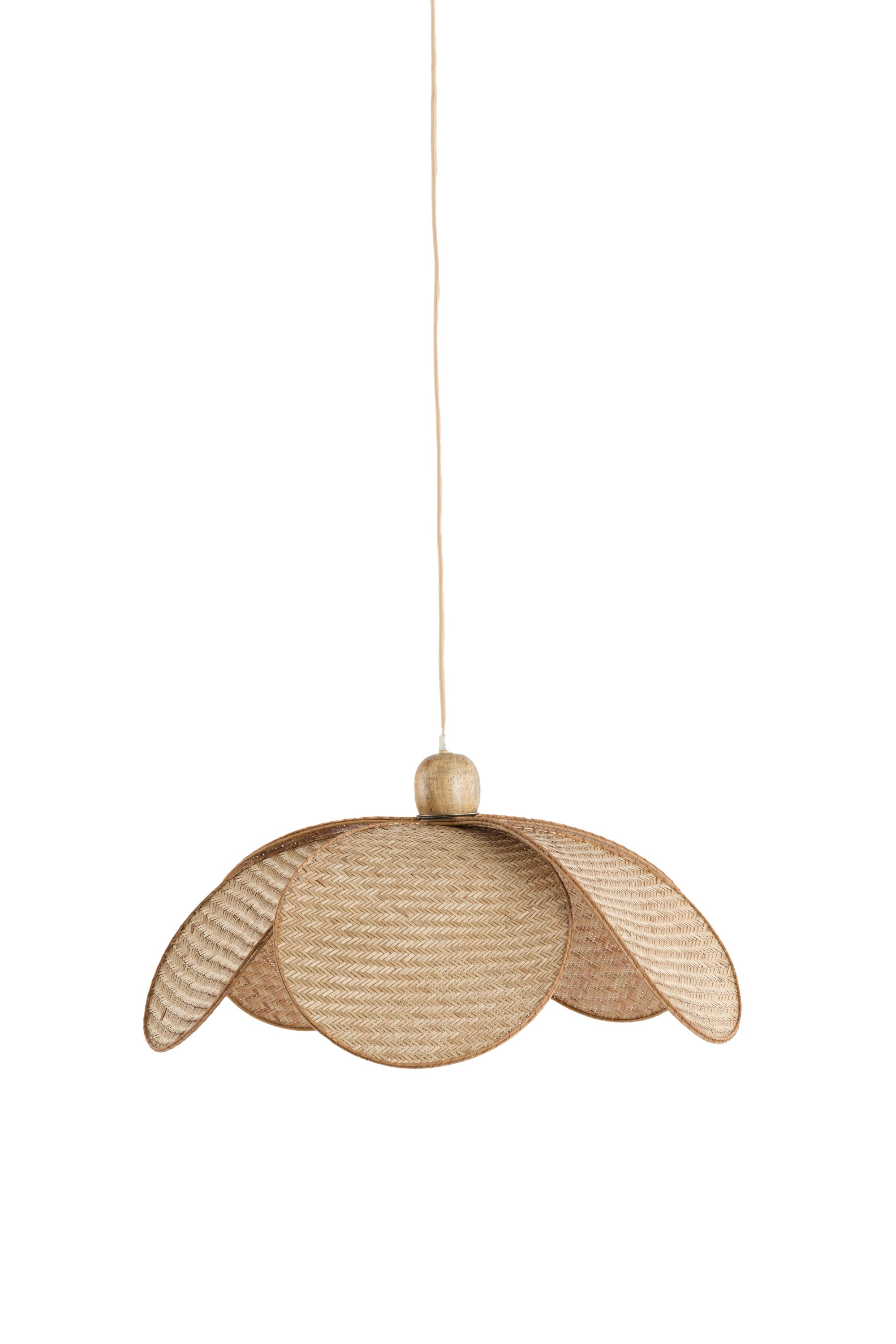 Lavrio Webbing Natural & Wood Pendant Light 48cm