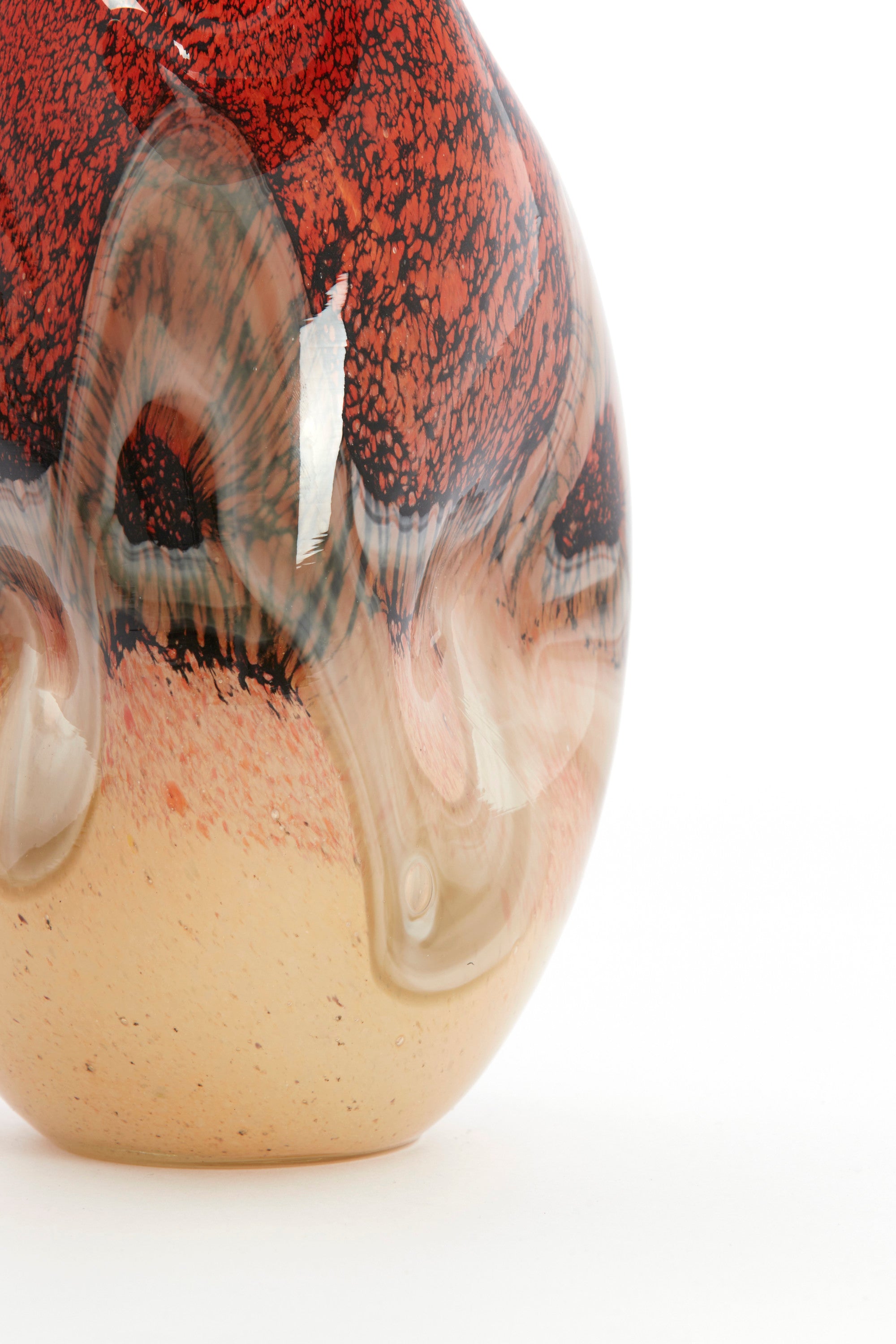 Jorien Red & Taupe Glass Vase 25cm