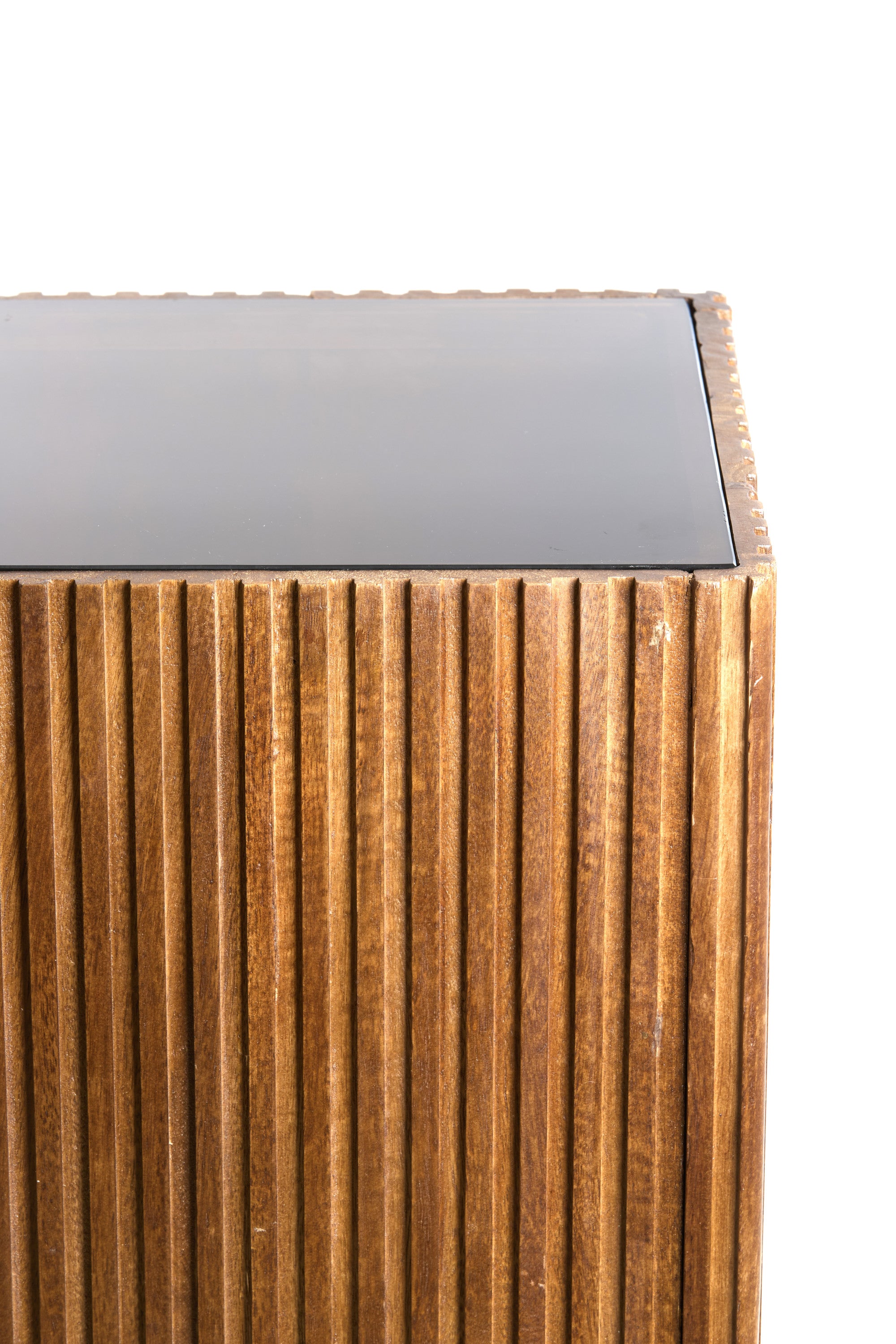 Gatura Dark Brown Wood & Glass Plinth 100cm
