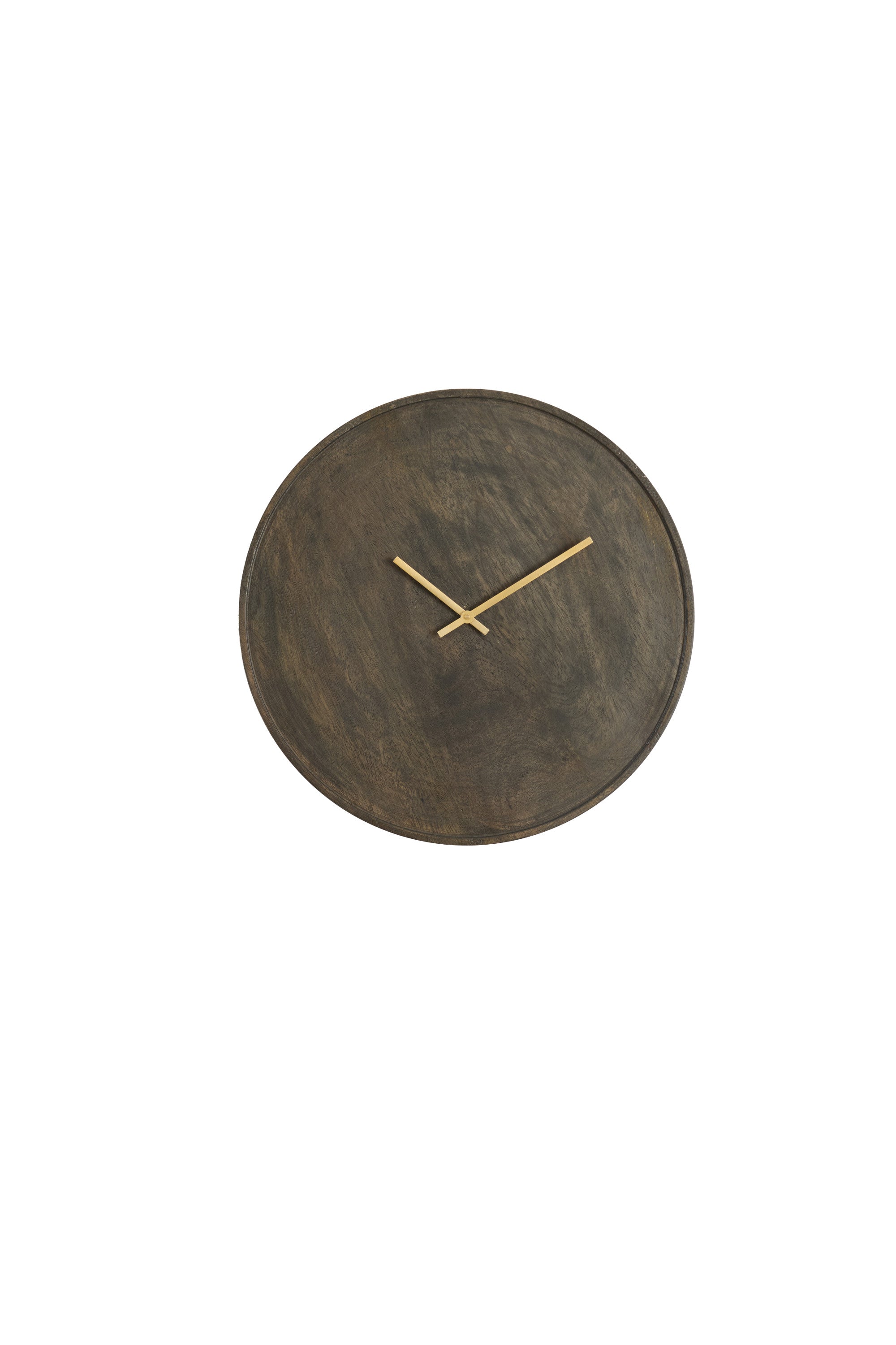 Veti Dark Brown Mango Wood & Gold Wall Clock 41cm