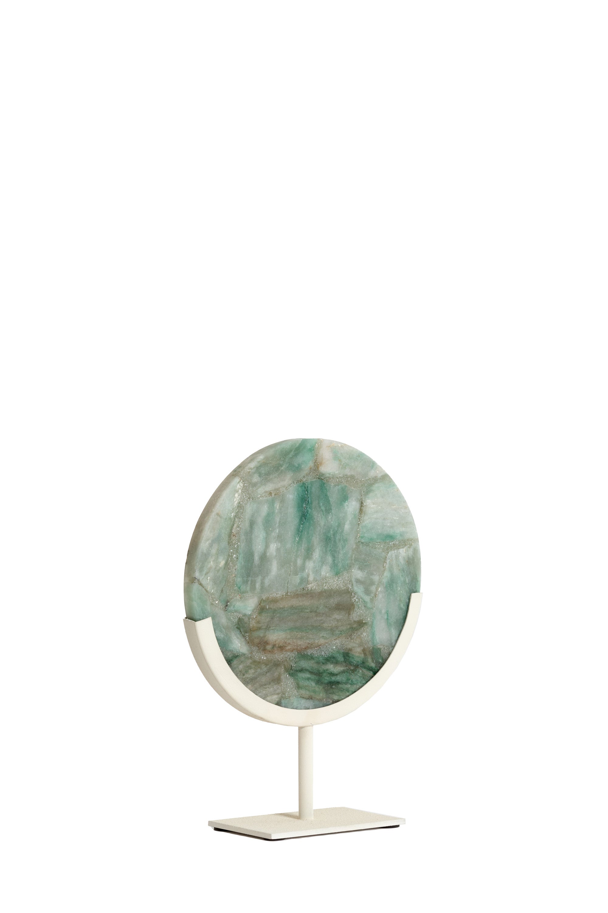 Gouya Green & Cream Agate Ornament on Stand 35cm