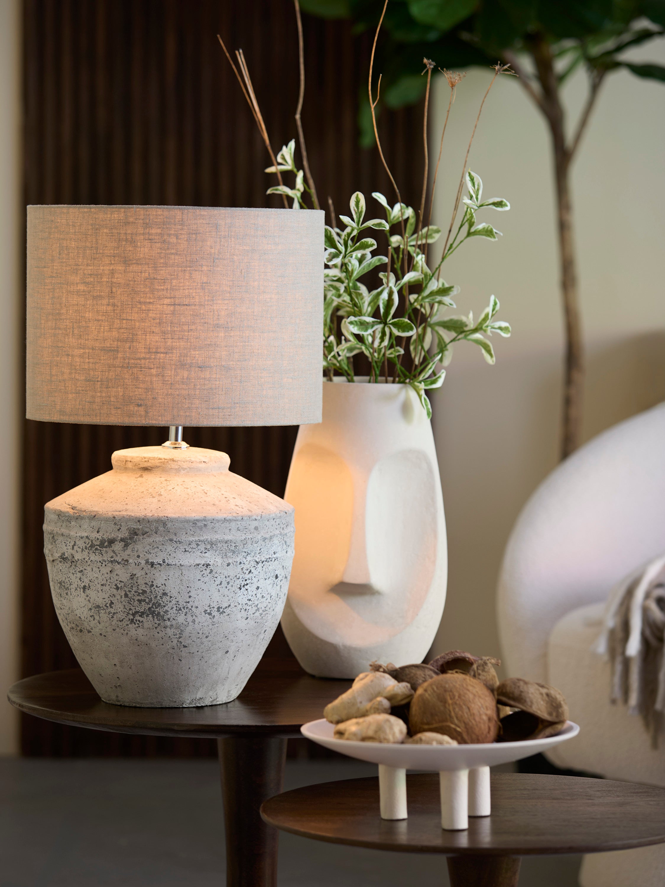 Toba Antique Grey Ceramic Table Lamp Base 40cm