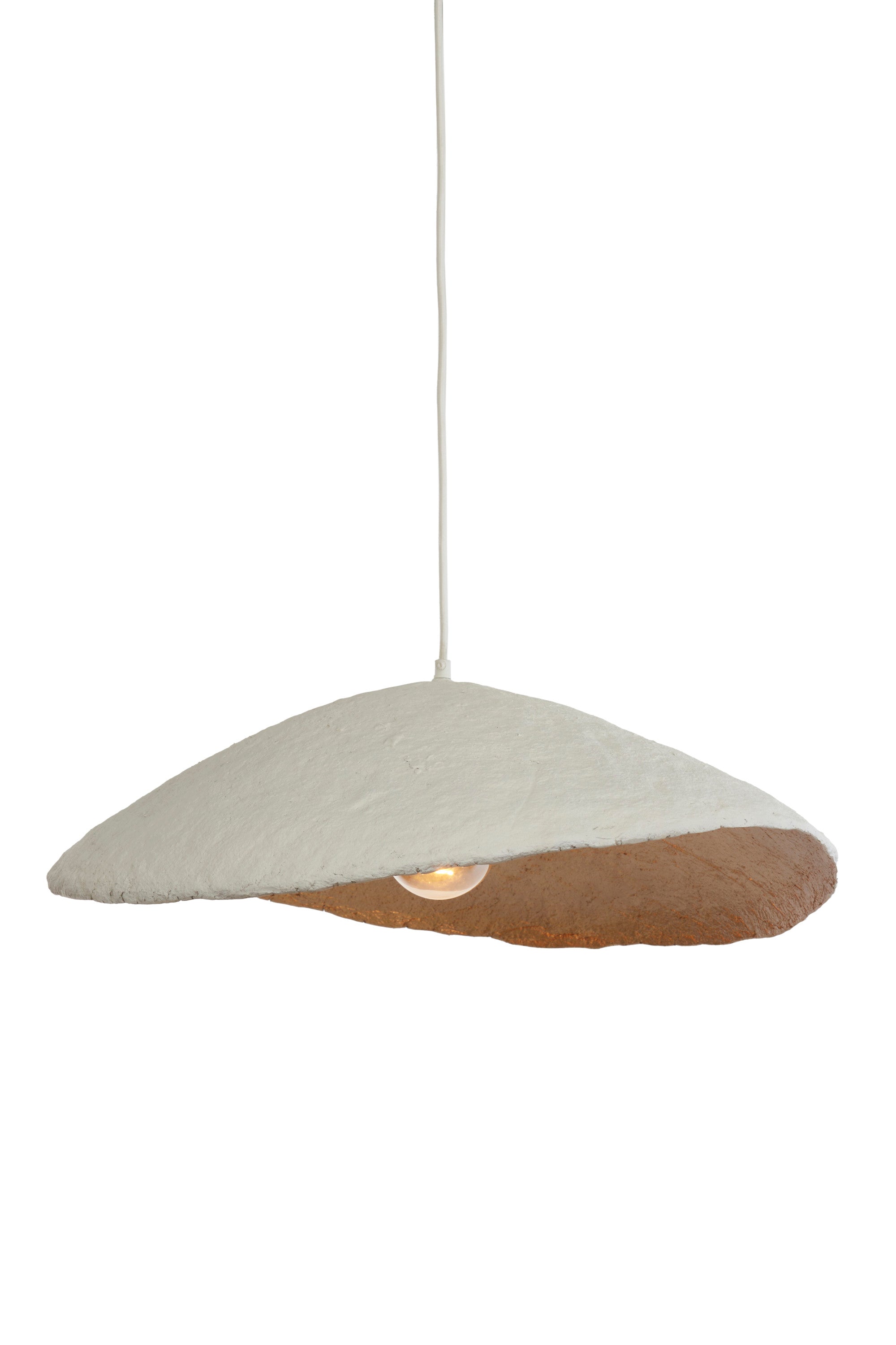 Lonia Cream & Antique Bronze Papier Mâché Pendant Light 71cm
