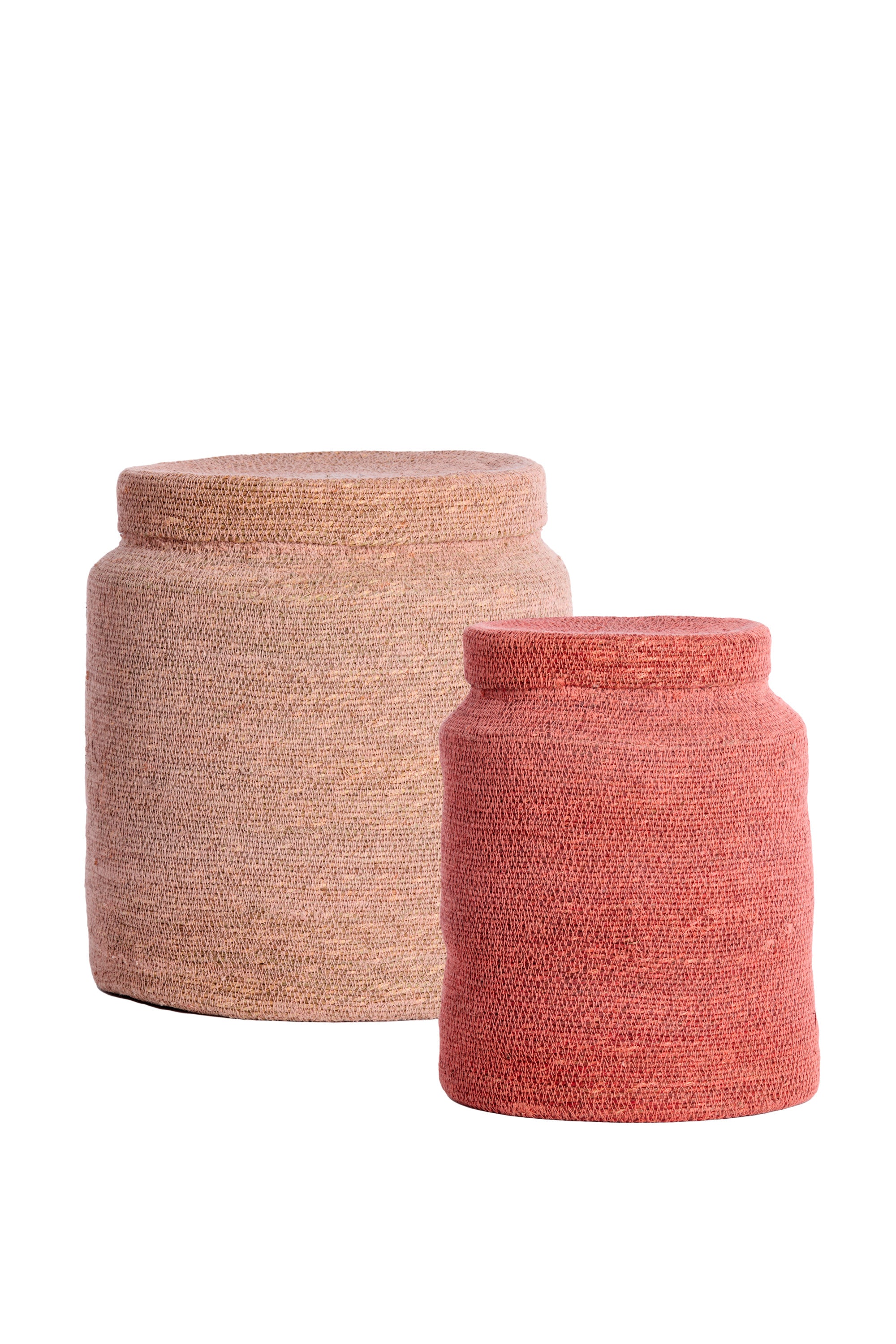 Betania Set of 2 Pink Seagrass Storage Baskets