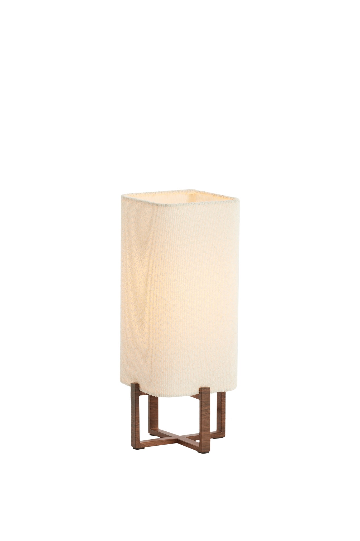 Wyn Dark Brown Wood Effect & Cream Bouclé Table Lamp 39cm