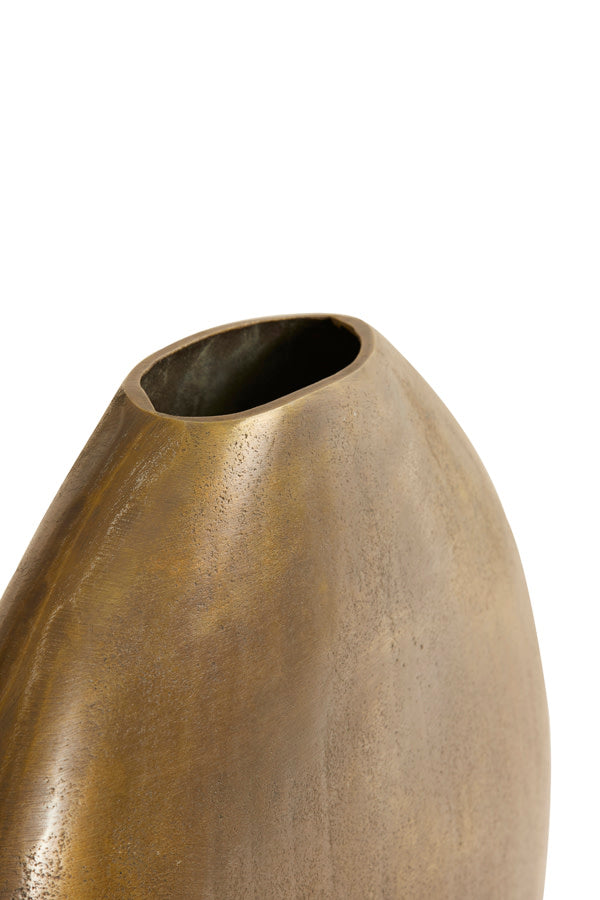 Positano Oval Flat Antique Bronze Metal Vase 42cm