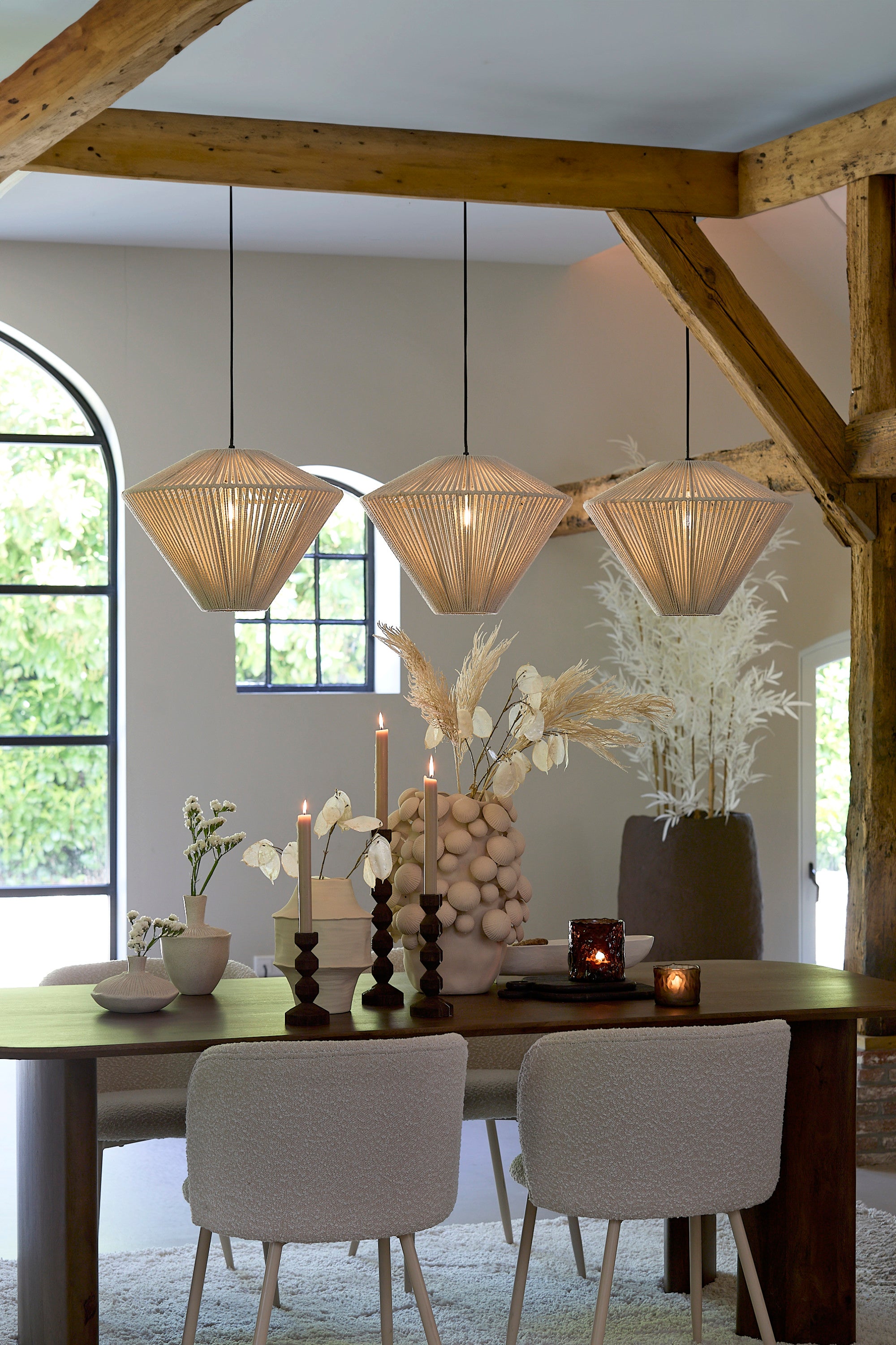 Felida Cream Metal 3 Light Pendant Light