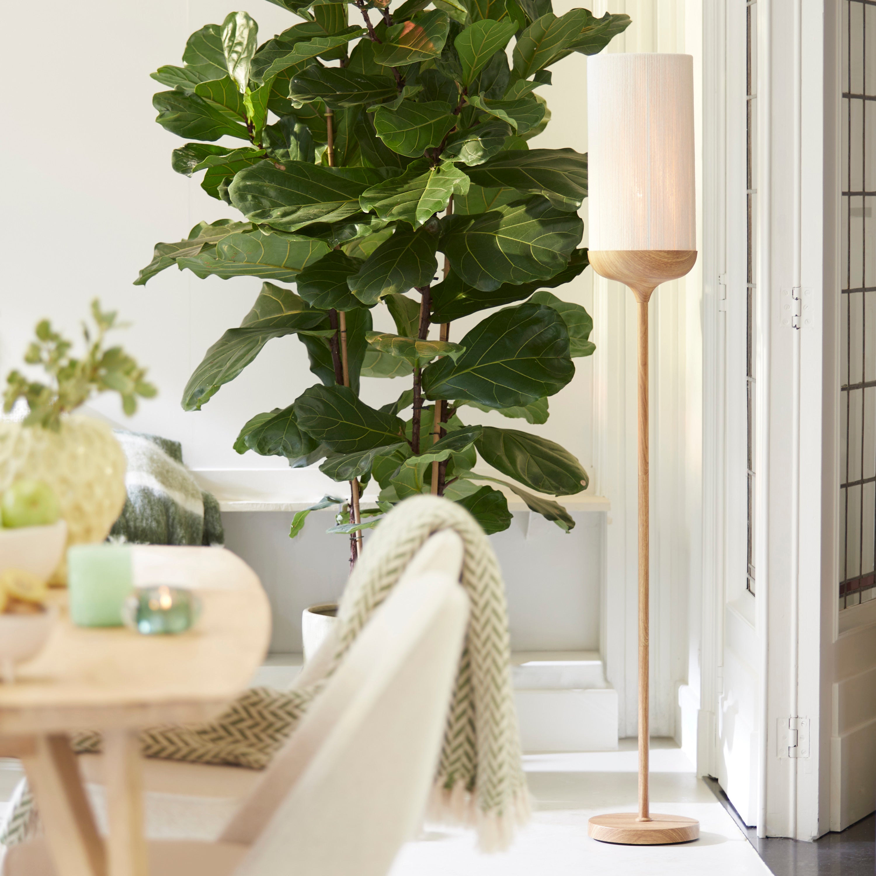 Dania Natural Wood Effect & Cream Rope Floor Lamp