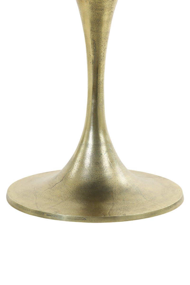 Rickerd White Marble & Antique Bronze Round Side Table 41cm