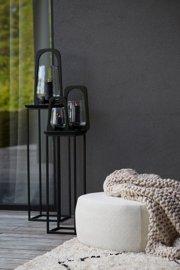 Quenza Set of 2 Matt Black Acacia Wood Plinths