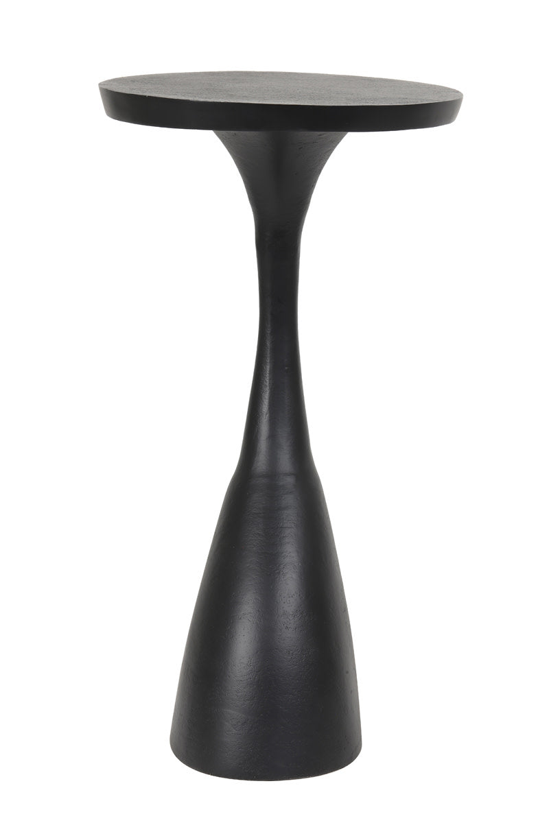 Macau Matt Black Sculptural Metal Oval Side Table 61cm