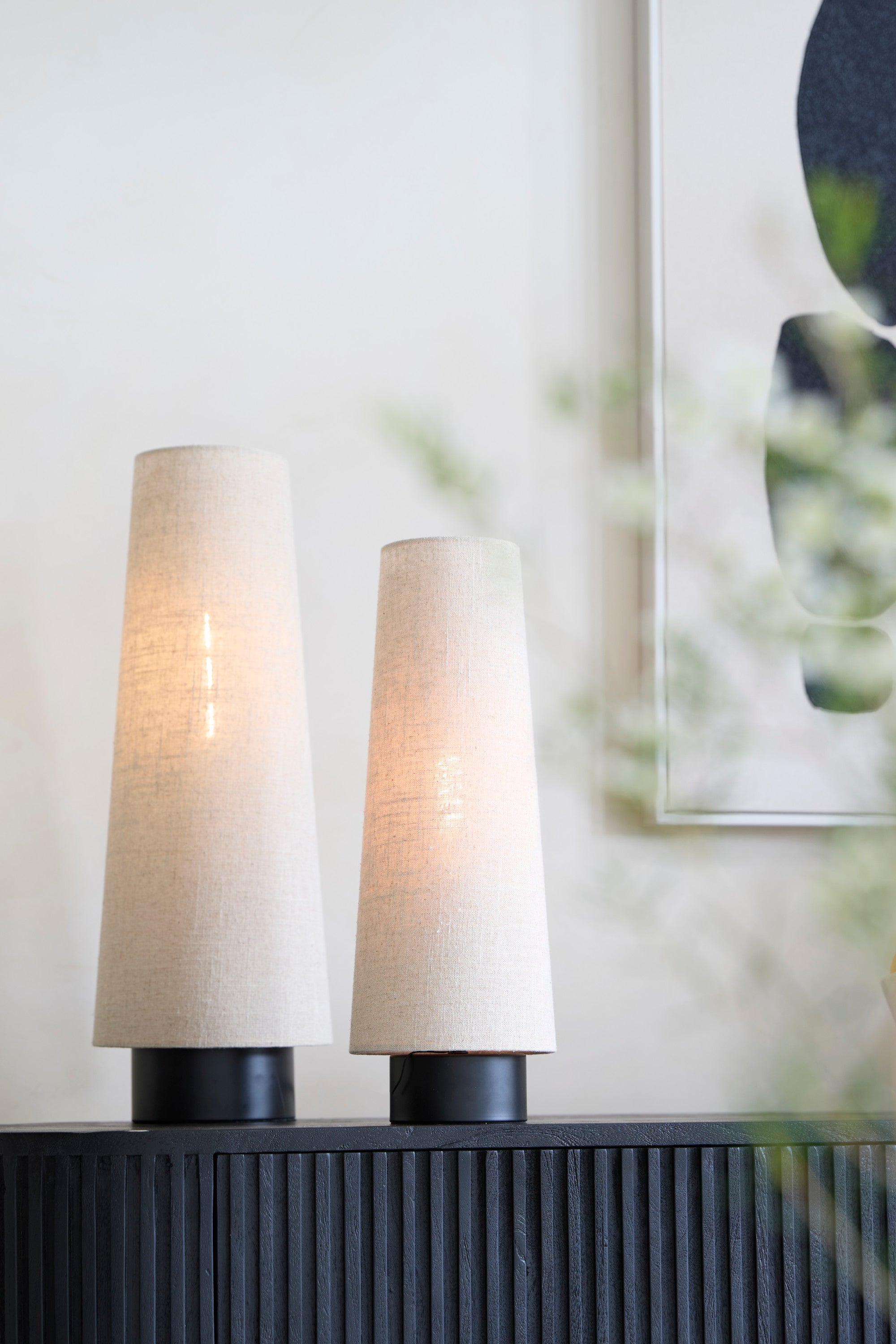 Howie Matt Black & Natural Metal Table Lamp 42cm