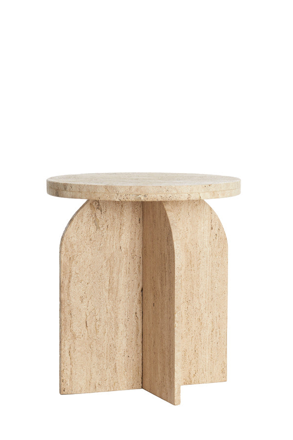 Otinia Sand Travertine Round Side Table 48cm