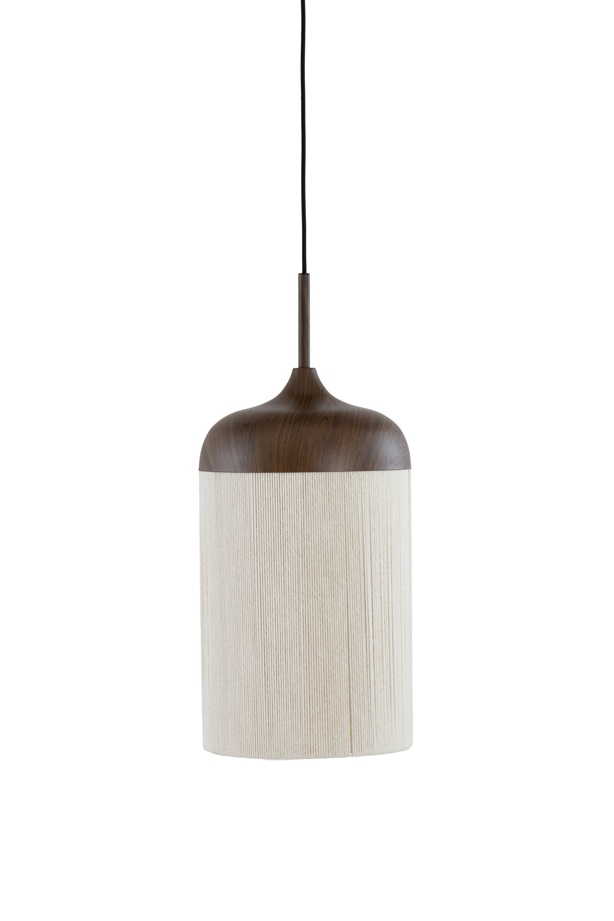 Dania Dark Brown Wood Effect & Cream Rope Pendant Light 22cm