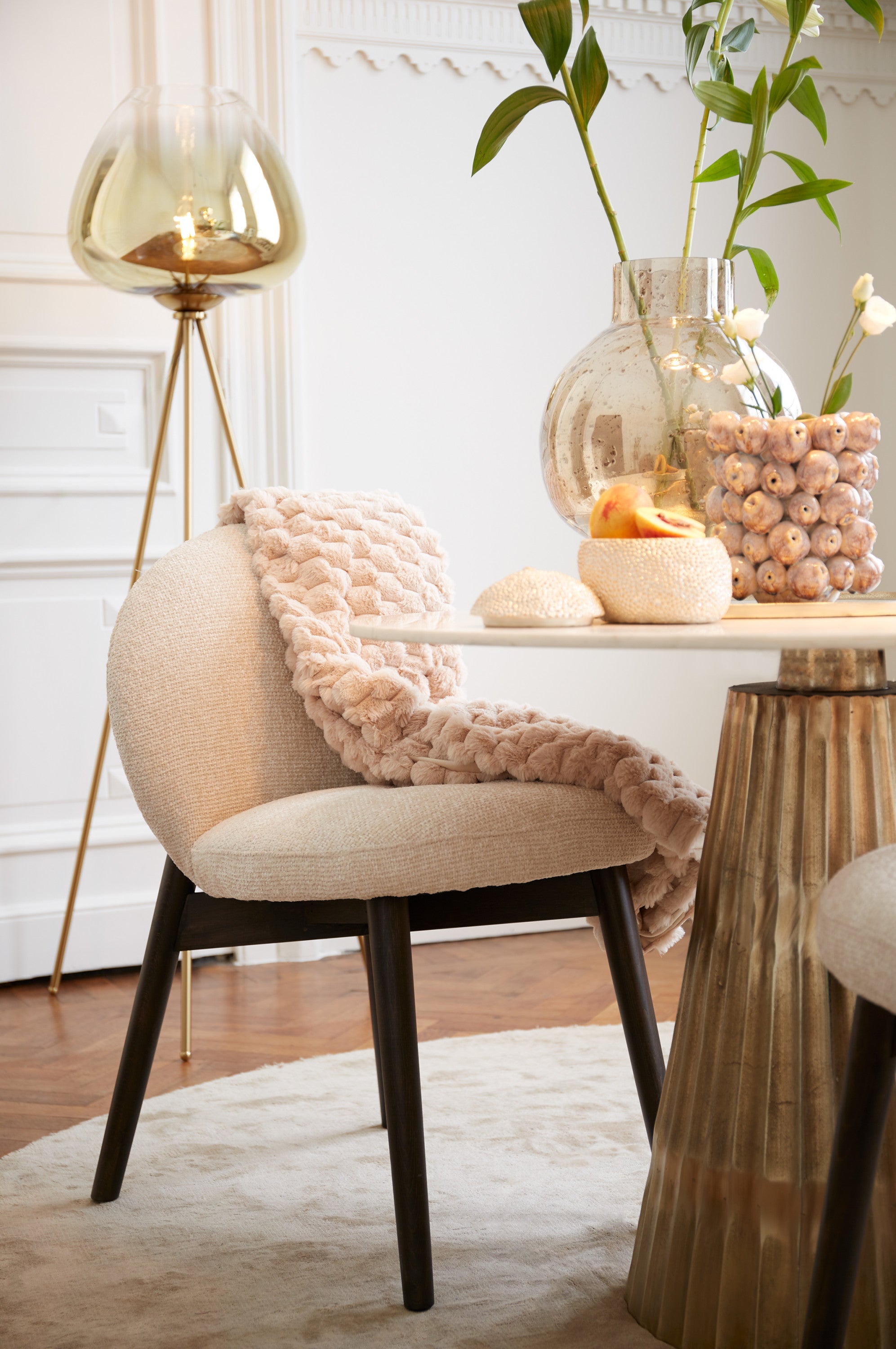 Mayson Gold & Clear Glass Tripod Floor Lamp