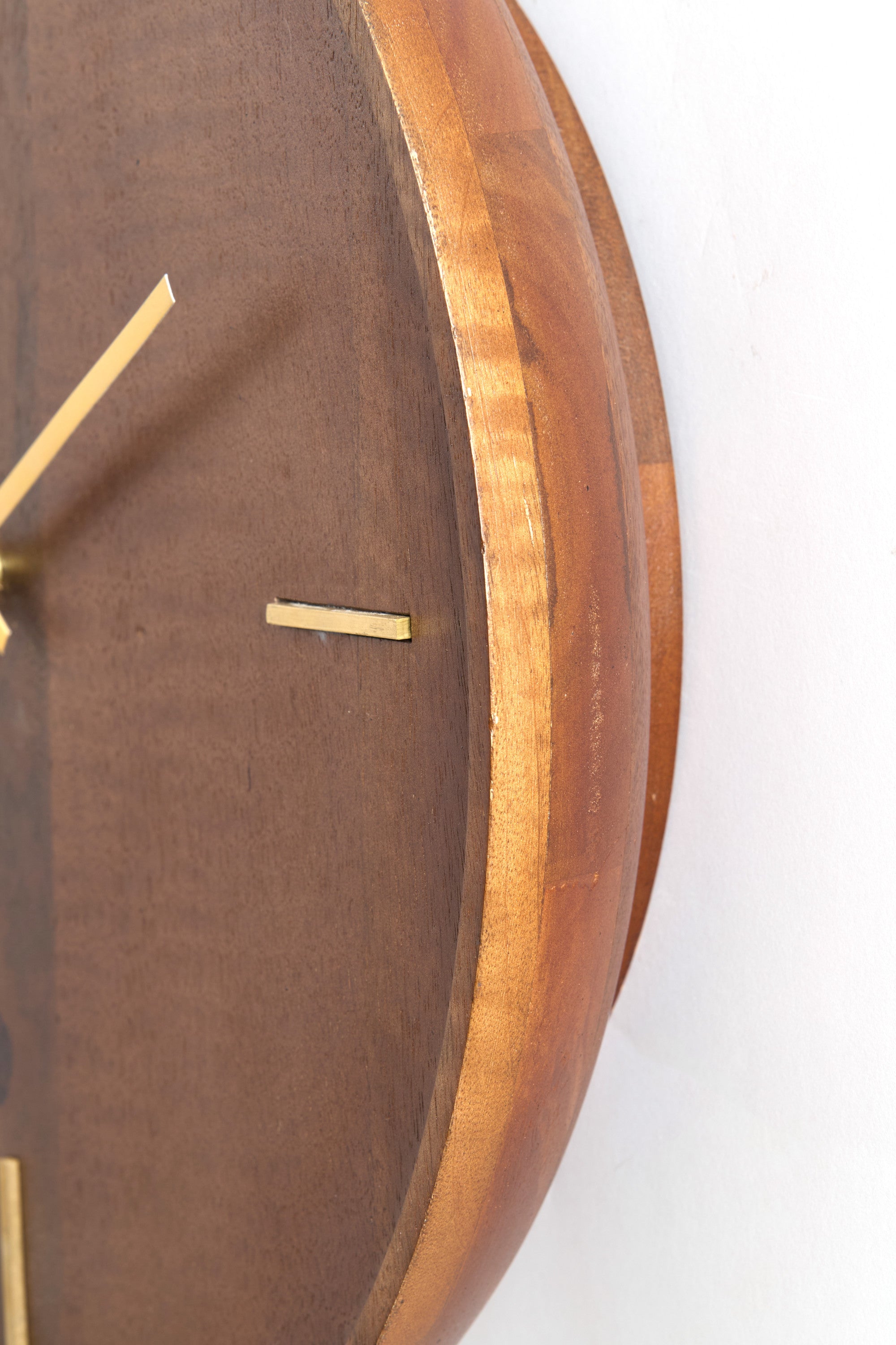 Veti Brown Mango Wood & Gold Wall Clock 41cm