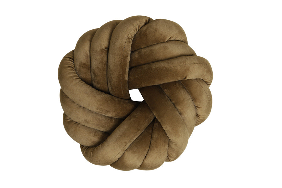 Knot Caramel Velvet Round Knotted Cushion 33x33cm