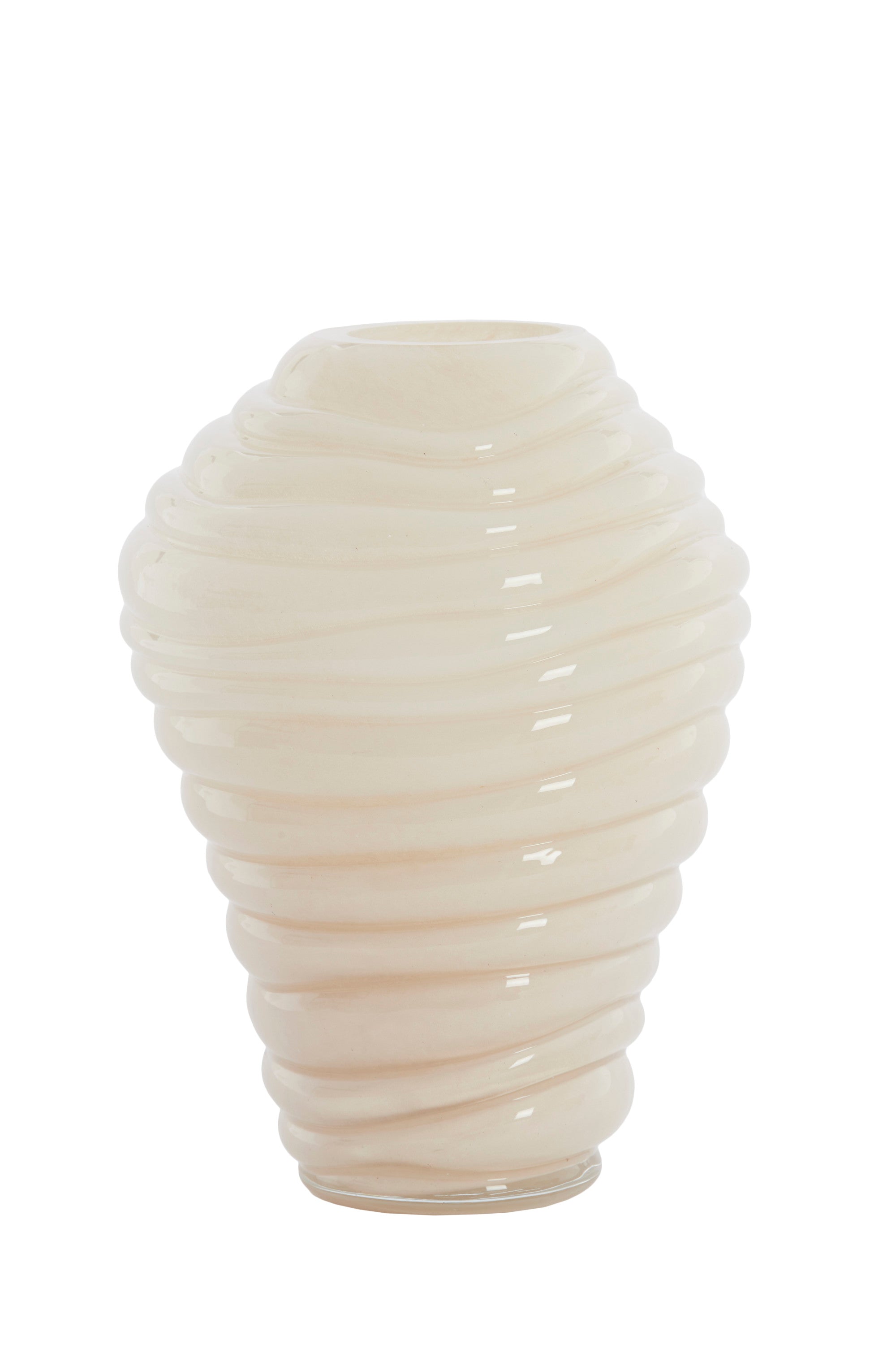 Fenlor Cream Ribbed Glass Vase
