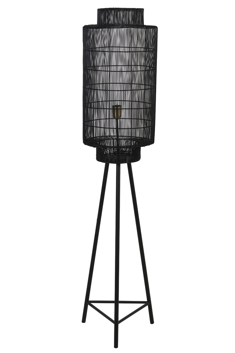 Gruaro Matt Black/Antique Bronze Metal Tripod Floor Lamp