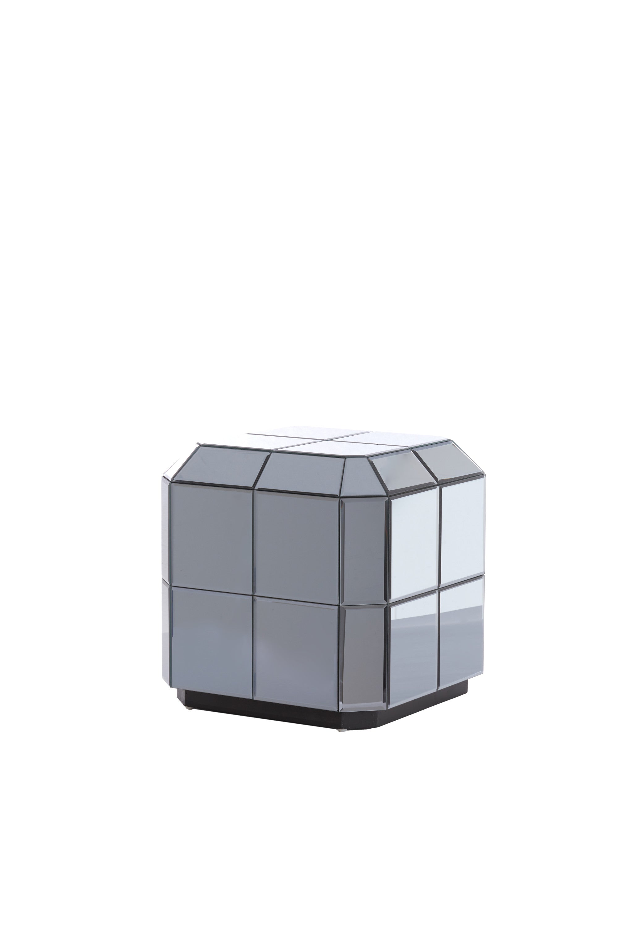 Luciano Smoked Glass Plinth Side Table 40cm