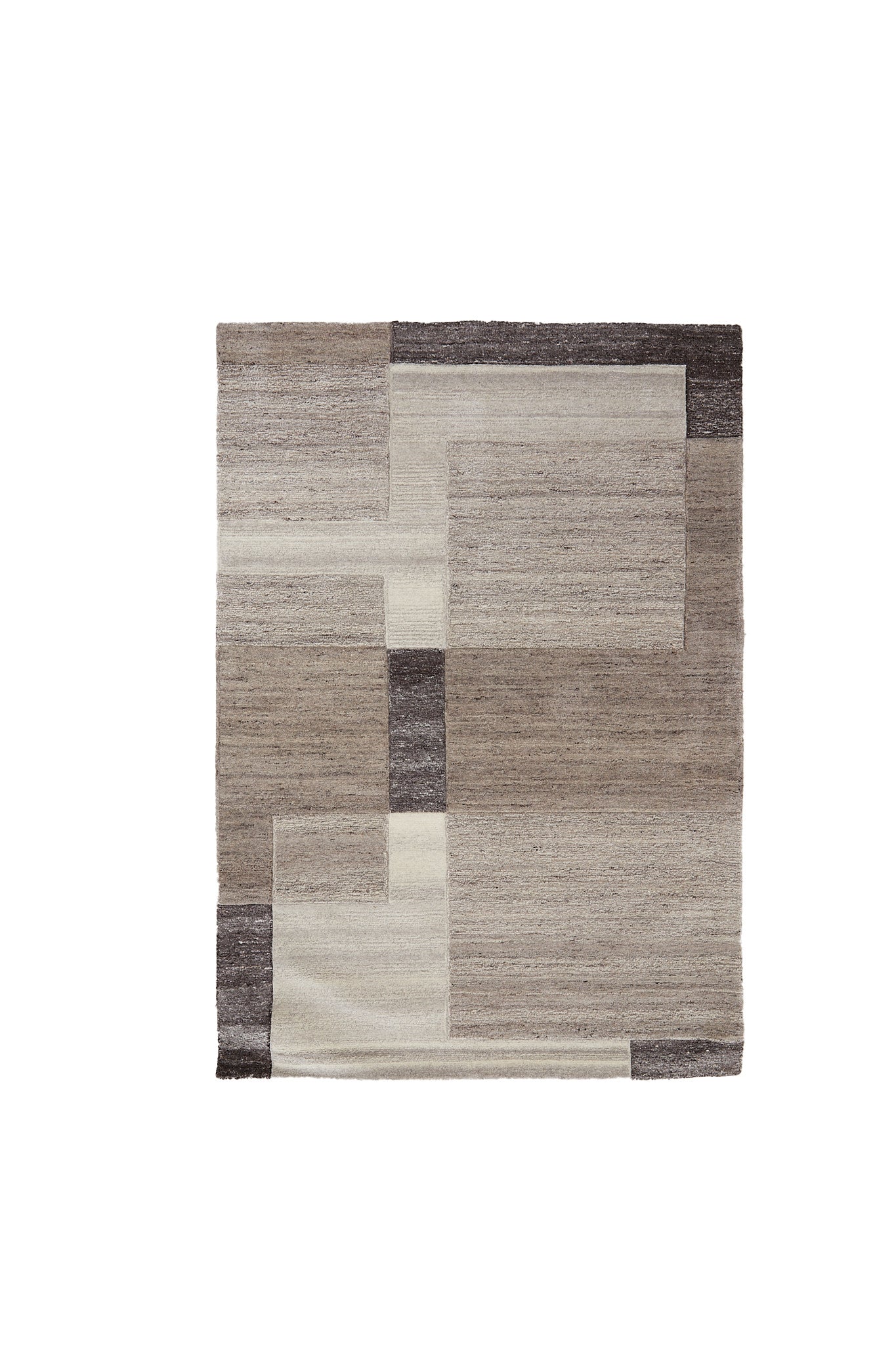 Almao Beige & Dark Brown Wool Rectangular Rug 160x230cm
