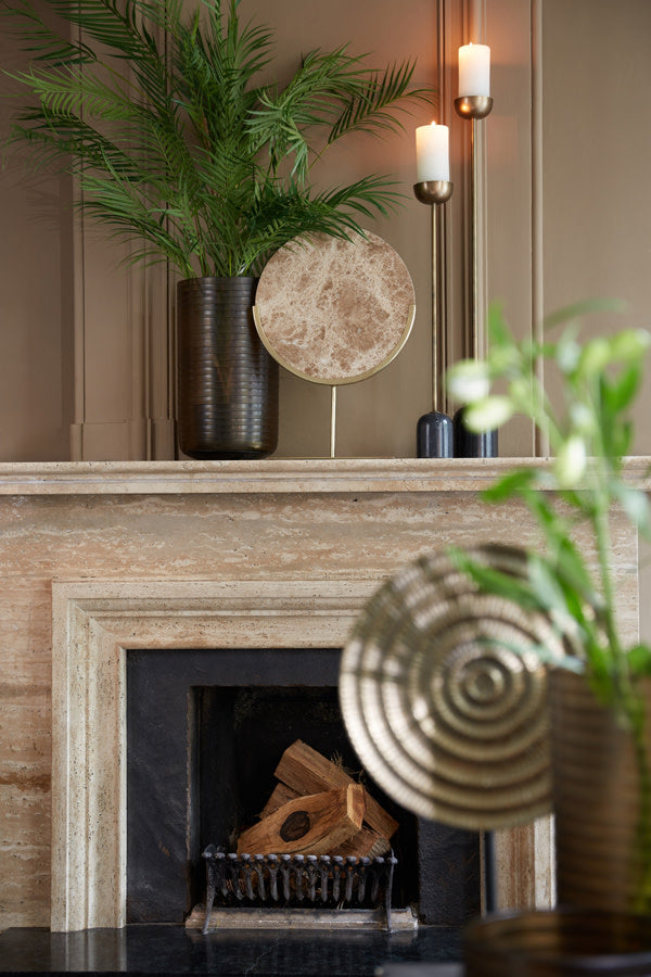 Moreno Brown Marble & Antique Bronze Ornament on Stand 51.5cm