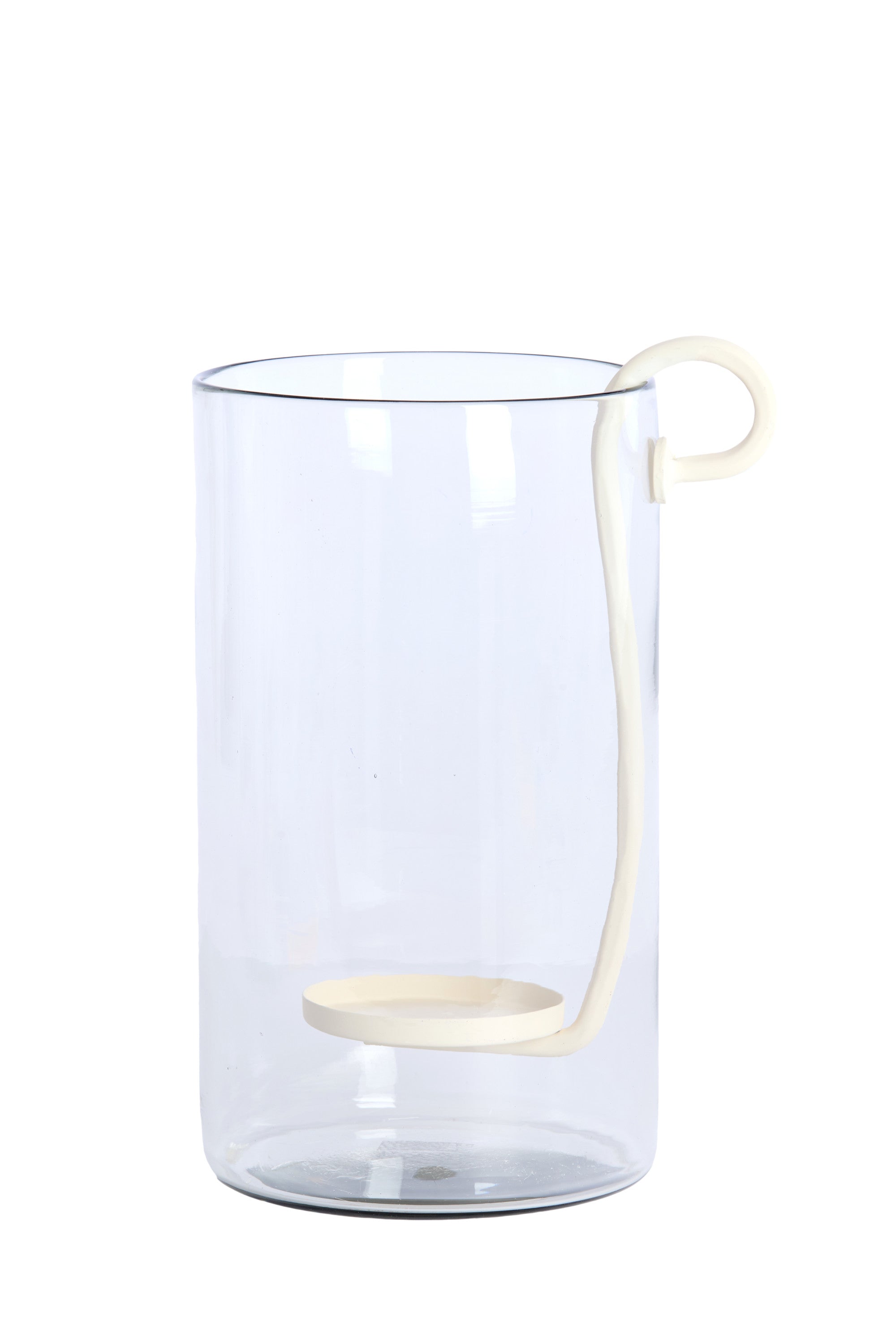 Dolega Clear & Cream Glass Hurricane Candle Holder 33cm