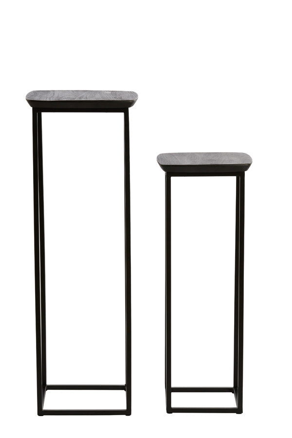 Quenza Set of 2 Matt Black Acacia Wood Plinths