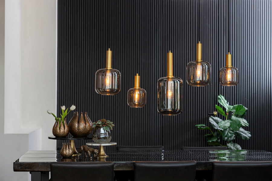 Lekar Antique Bronze & Smoked Glass 5 Light Pendant Light 110cm