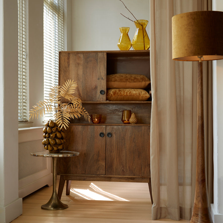 Jovany Oiled Brown Wood Floor Lamp Base