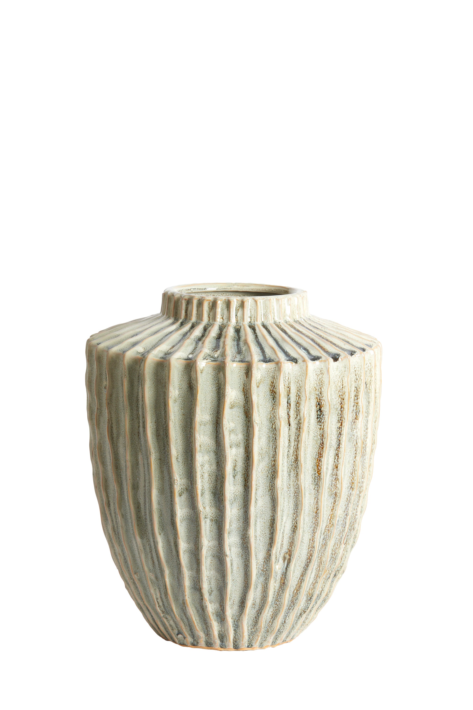 Talea Olive Green/Cream Ceramic Vase 32cm